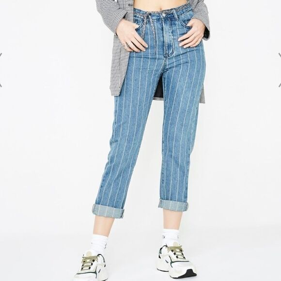 💜Hp💜Vintage  style Denim & co pinstripes jeans - Picture 1 of 7
